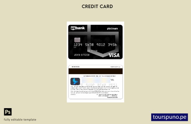 listo para imprimir plantilla platino de tarjeta visa de EE. UU. Bank