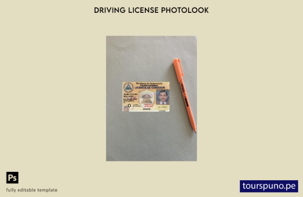Plantilla FRONTAL lista para imprimir licencia de conducir de Nicaragua photoloo