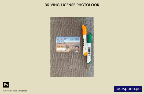 listo para imprimir plantilla FRONTAL de foto de versión de licencia de conducir