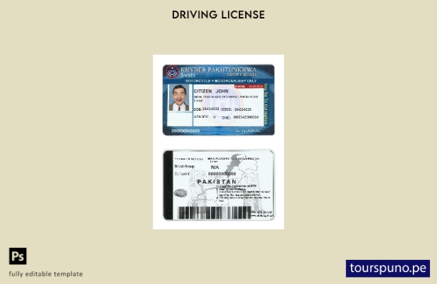 Plantilla de licencia de conducir de Pakistán lista para imprimir