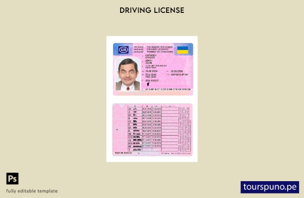 listo para imprimir la plantilla actual del permiso de conducir de Ucrania 2