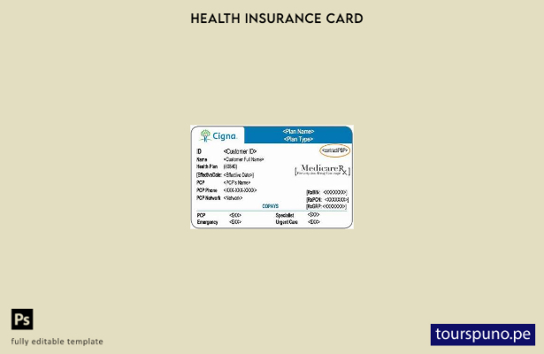 lista para imprimir plantilla de tarjeta de seguro médico de Cigna de EE. UU.