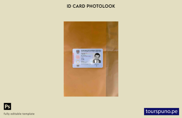 Plantilla FRONTAL lista para imprimir con aspecto fotográfico de identificació 2