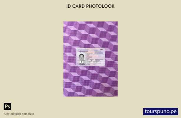 Plantilla FRONTAL lista para imprimir con aspecto fotográfico de identificació 9