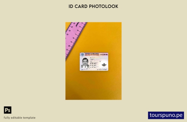 Plantilla FRONTAL lista para imprimir con aspecto fotográfico de identificaci 18
