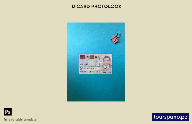 Plantilla FRONTAL lista para imprimir con aspecto fotográfico de identificaci 28
