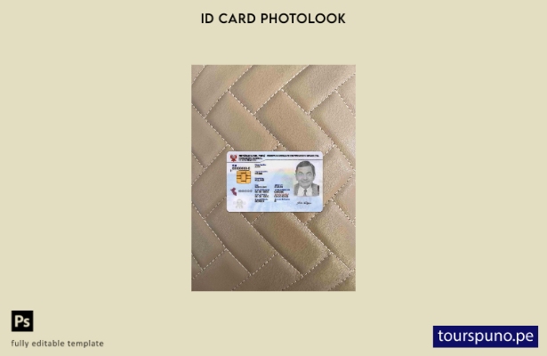 Plantilla FRONTAL lista para imprimir con foto de identificación de Perú