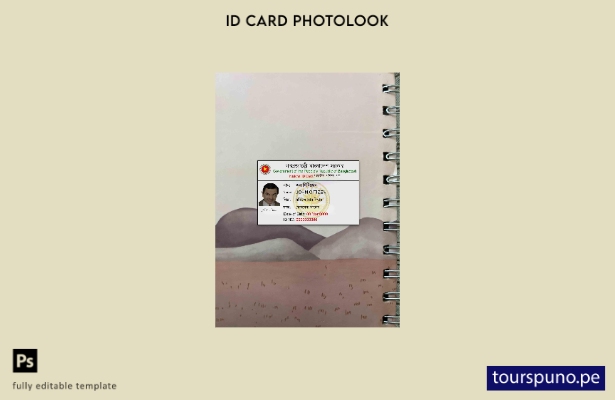 Plantilla FRONTAL lista para imprimir con foto de identificación nacional de Ban