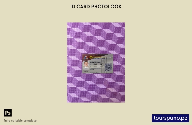 Plantilla frontal de aspecto fotográfico de tarjeta de identificación de ciudada