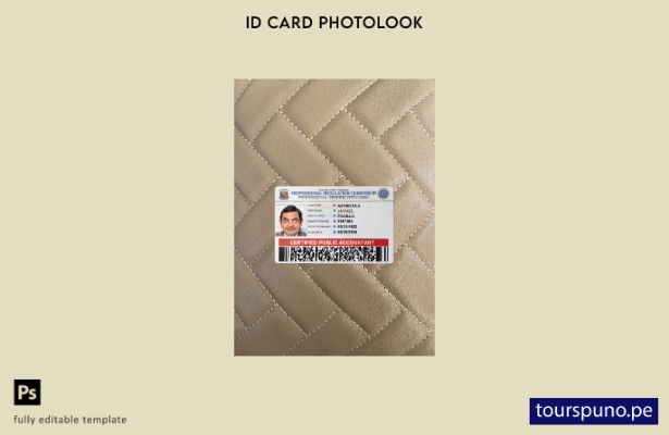 Plantilla frontal de aspecto fotográfico de tarjeta de identificación profesiona