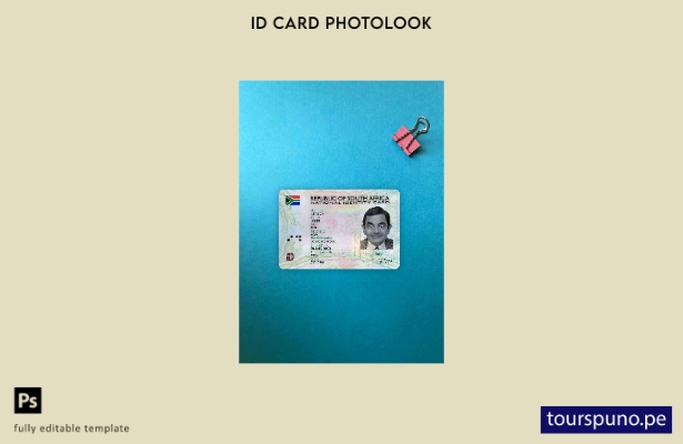listo para imprimir plantilla FRONTAL de identificación fotográfica de Sudáfrica