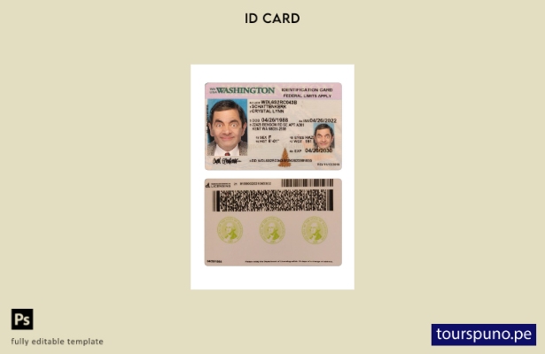 Listo para imprimir la plantilla actual de tarjeta de identificación de EE. UU 1