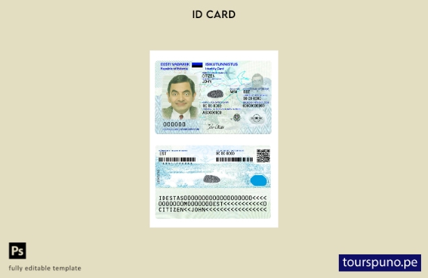 Listo para imprimir la plantilla de versión actual del documento de identidad de