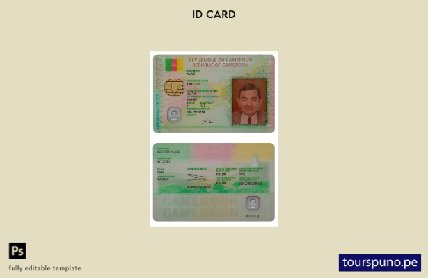 Plantilla de identificación de Camerún lista para imprimir