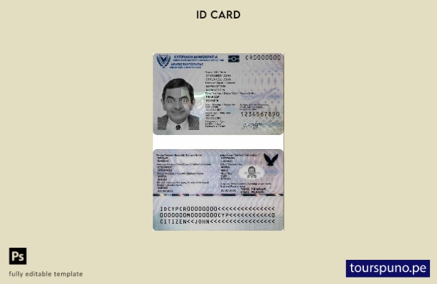 Plantilla de identificación de Chipre lista para imprimir