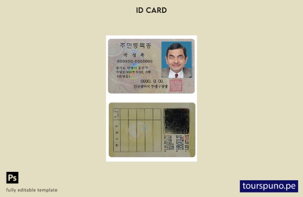 Plantilla de identificación de Corea lista para imprimir