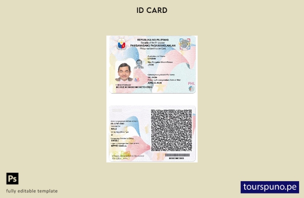 Plantilla de identificación de Filipinas (presente) lista para imprimir