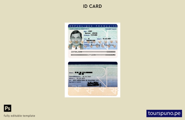 Plantilla de identificación de Francia lista para imprimir