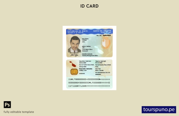 Plantilla de identificación de Malta lista para imprimir