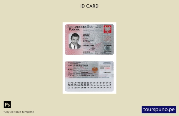 Plantilla de identificación de Polonia lista para imprimir