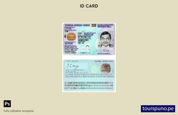 Plantilla de identificación de Suecia lista para imprimir