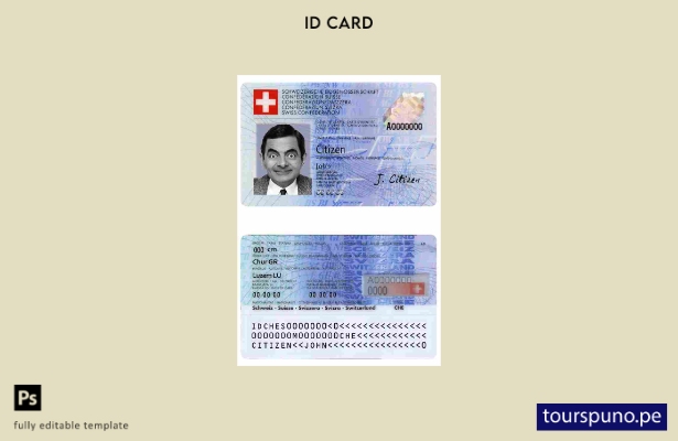 Plantilla de identificación de Suiza lista para imprimir