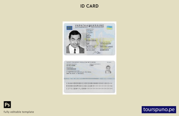 Plantilla de identificación de Ucrania lista para imprimir