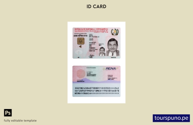 Plantilla de presentación de tarjeta de identificación de Guatemala lista para i