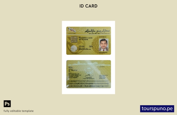 Plantilla de tarjeta de identificación de Brunei lista para imprimir