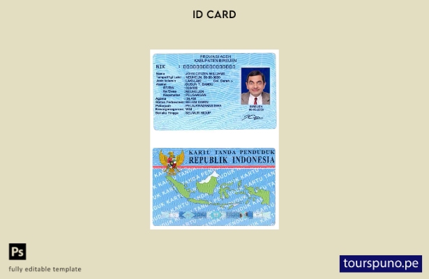 lista para imprimir plantilla de identificación de Indonesia ( presente)