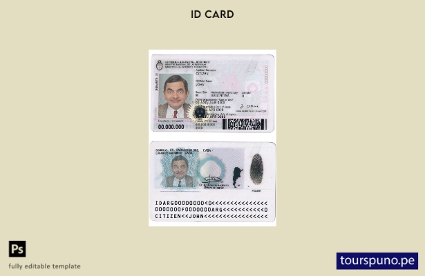 listo para imprimir cédula de identidad argentina – plantilla actual