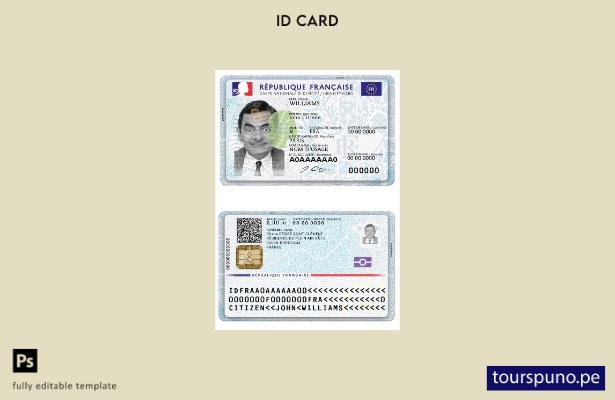 listo para imprimir la nueva plantilla de identificación de Francia (presente en
