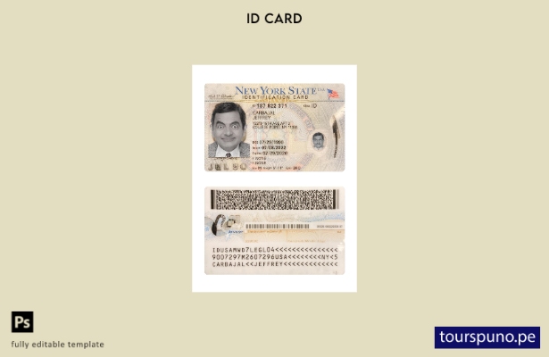 listo para imprimir plantilla actual de tarjeta de identificación de EE. UU. Nue