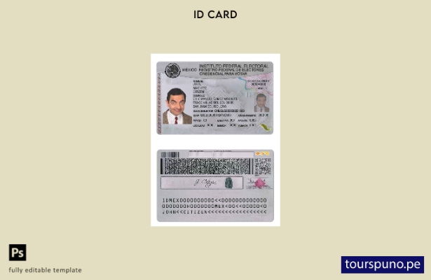 plantilla de identificación de México lista para imprimir