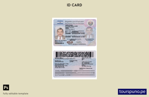 plantilla de identificación de Salvador lista para imprimir