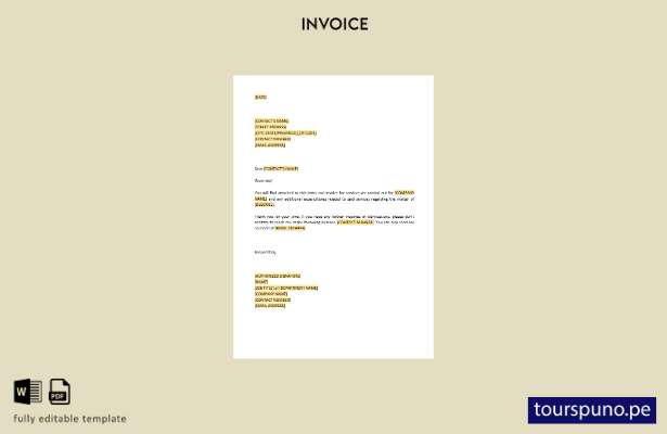 Plantilla adjunta de factura de carta al cliente lista para imprimir