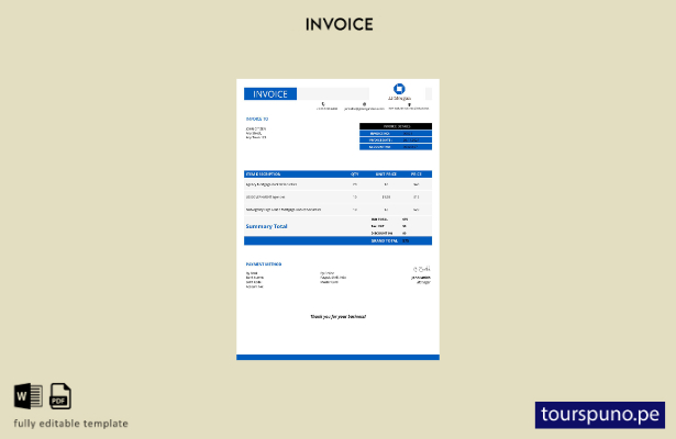 Plantilla de factura de JP Morgan de EE. UU. lista para imprimir