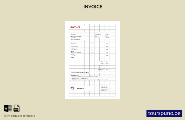 Plantilla de factura de consultor publicitario lista para imprimir.