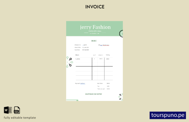 Plantilla de factura de tienda de moda lista para imprimir.