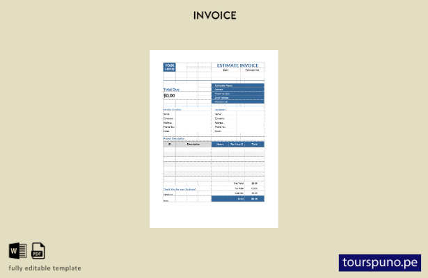 Plantilla de factura estimada gratuita lista para imprimir