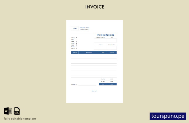 Plantilla de recibo de factura gratuita lista para imprimir
