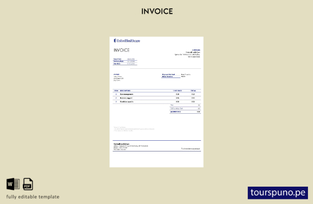 lista para imprimir plantilla de factura de UnitedHealthCare de EE. UU.
