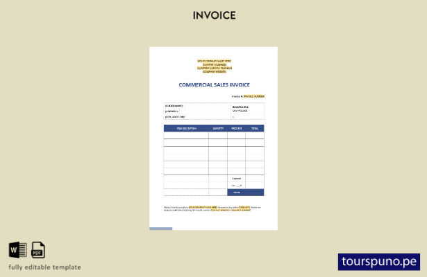 listo para imprimir plantilla de factura de ventas comerciales