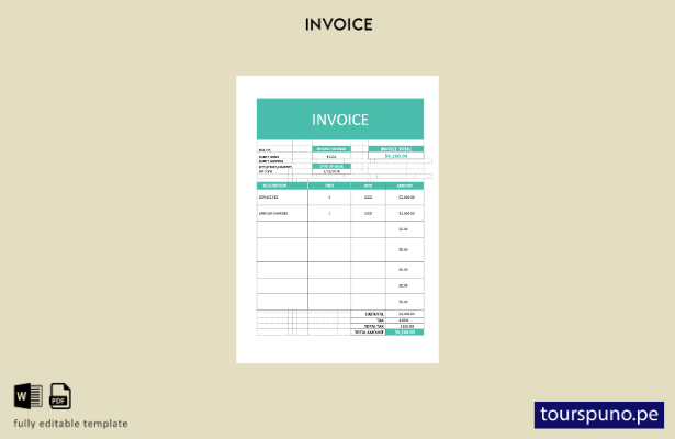 plantilla de factura de servicio comercial lista para imprimir