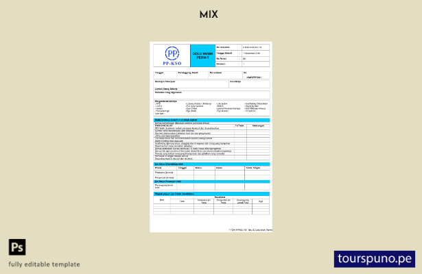 lista para imprimir plantilla de permiso de trabajo de empresa PP KSO