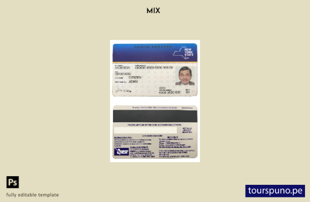 listo para imprimir plantilla de tarjeta médica de Nueva York de EE. UU.