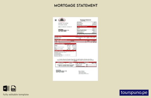 Plantilla de extracto de hipoteca del banco Andorra Andbank lista para imprimir