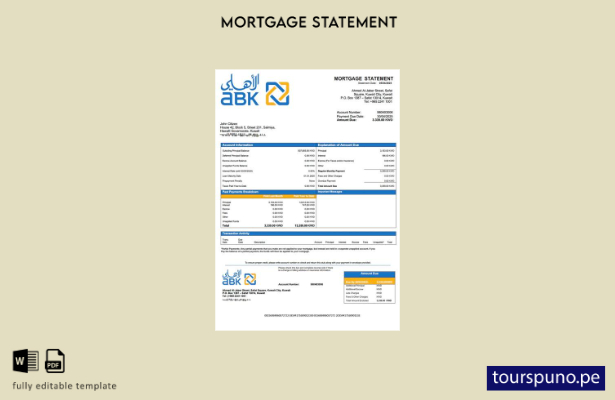 listo para imprimir Declaración de hipoteca del Kuwait Al Ahli Bank of Kuwait Pl