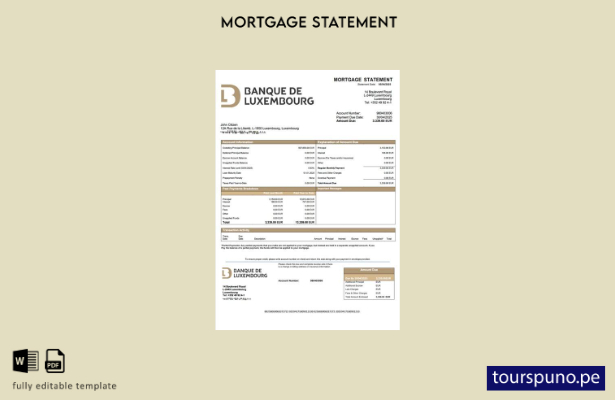 listo para imprimir Luxemburgo Declaración de hipoteca del Banque de Luxemburgo