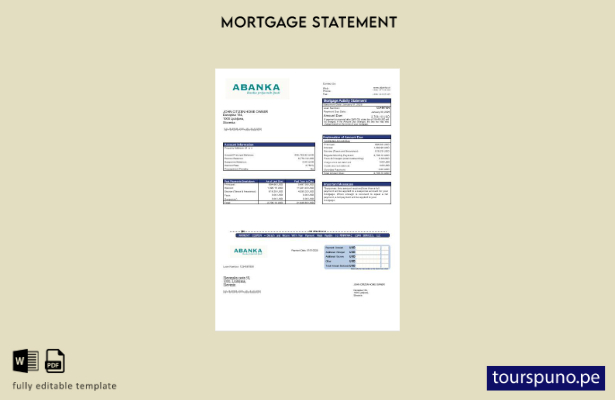 listo para imprimir el extracto de hipoteca del banco Abanka de Eslovenia en for